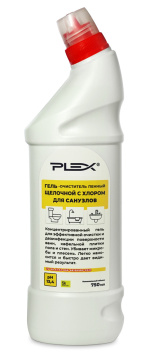 Гель-очиститель щелочной пенный с хлором для санузлов PLEX 5л 