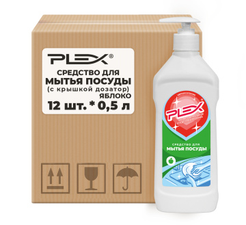 Средство для мытья посуды с ароматом Яблока PLEX 500мл*12шт 