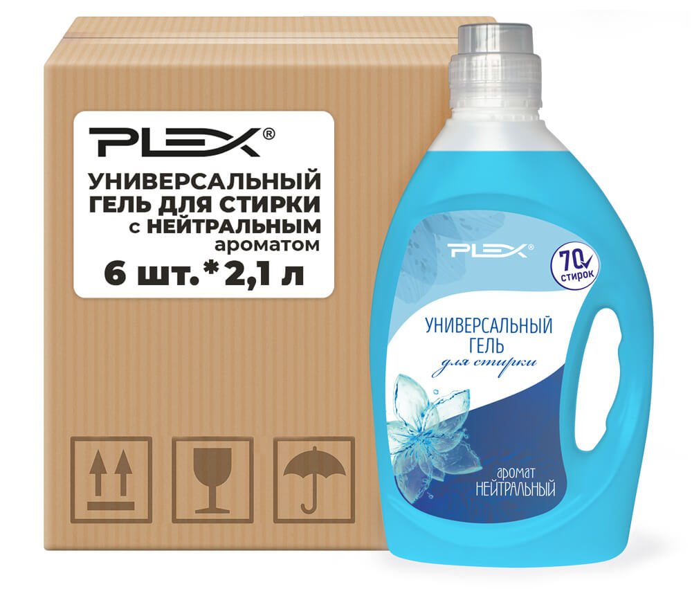 Универсальный гель для стирки с нейтральным ароматом PLEX 2,1 л x 6 шт