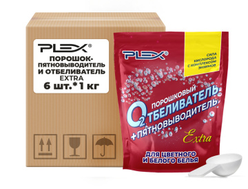 Порошок-пятновыводитель и отбеливатель PLEX EXTRA 1 кг x 6 шт дой-пак