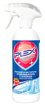 Пенный очиститель-отбеливатель с хлором для санузлов PLEX 500мл*12шт