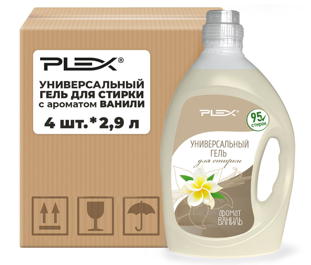 Универсальный гель для стирки с ароматом ванили PLEX 2,9 л x 4 шт