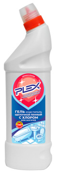 Гель-очиститель щелочной пенный с хлором для санузлов PLEX 750 мл