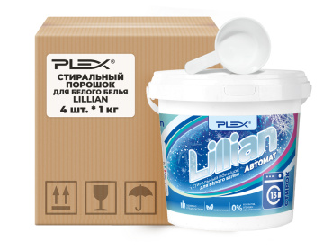 Стиральный порошок для белого белья PLEX LILLIAN 1 кг x 4 шт