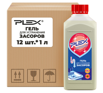 Гель для устранения засоров PLEX ИНТЕР 1л*12шт